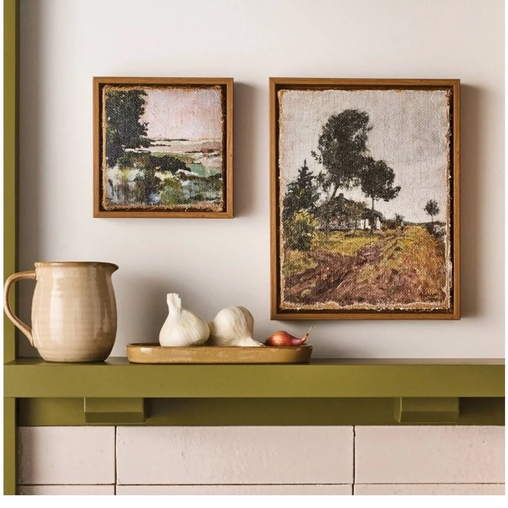 NEW Hearth & Hand 2 Pc Landscape Burlap Wall Art Set
